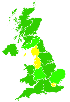 Click on a region for air pollution levels for 20/02/2001