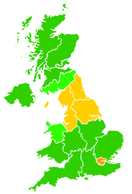 Click on a region for air pollution levels for 20/02/2003