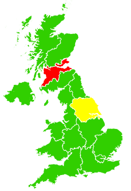 Click on a region for air pollution levels for 20/02/2004