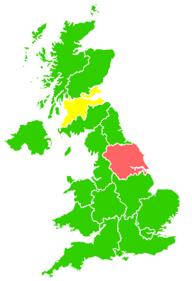 Click on a region for air pollution levels for 20/02/2006
