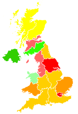Click on a region for air pollution levels for 20/02/2008