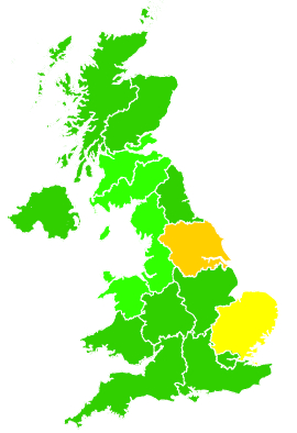Click on a region for air pollution levels for 20/02/2011