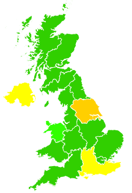 Click on a region for air pollution levels for 20/02/2013