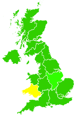Click on a region for air pollution levels for 20/02/2015
