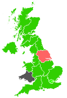 Click on a region for air pollution levels for 20/03/1991