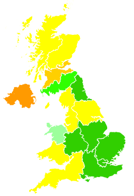 Click on a region for air pollution levels for 20/03/2009