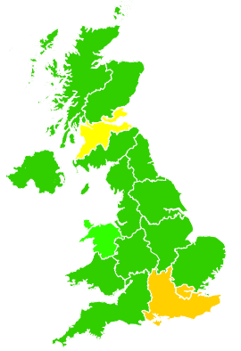 Click on a region for air pollution levels for 20/03/2013