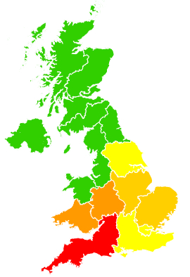 Click on a region for air pollution levels for 20/03/2015
