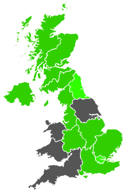 Click on a region for air pollution levels for 20/04/1987