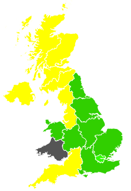 Click on a region for air pollution levels for 20/04/1990