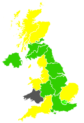Click on a region for air pollution levels for 20/04/1991