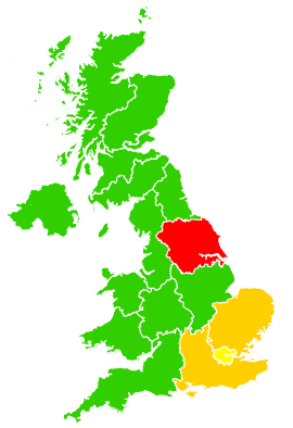 Click on a region for air pollution levels for 20/04/1993