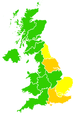 Click on a region for air pollution levels for 20/04/1996