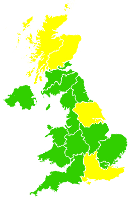 Click on a region for air pollution levels for 20/04/1998