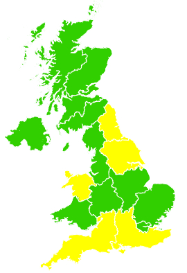 Click on a region for air pollution levels for 20/04/1999