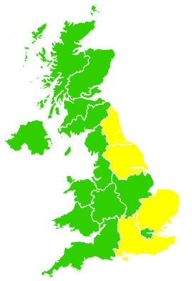 Click on a region for air pollution levels for 20/04/2001