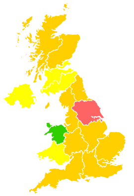 Click on a region for air pollution levels for 20/04/2003