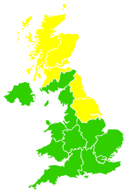 Click on a region for air pollution levels for 20/04/2005