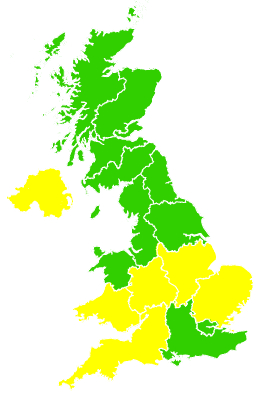 Click on a region for air pollution levels for 20/04/2007
