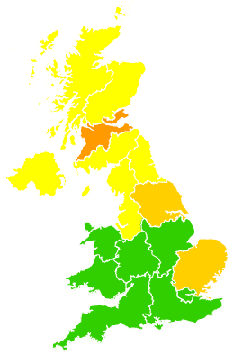 Click on a region for air pollution levels for 20/04/2008