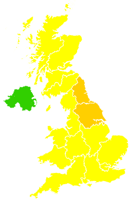 Click on a region for air pollution levels for 20/04/2009
