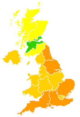 Click on a region for air pollution levels for 20/04/2011