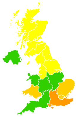 Click on a region for air pollution levels for 20/04/2014
