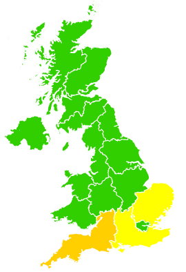 Click on a region for air pollution levels for 20/04/2015