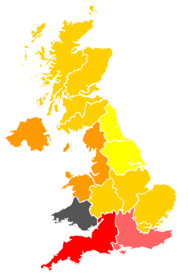 Click on a region for air pollution levels for 20/05/1989