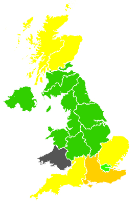 Click on a region for air pollution levels for 20/05/1990