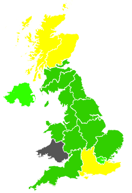 Click on a region for air pollution levels for 20/05/1991