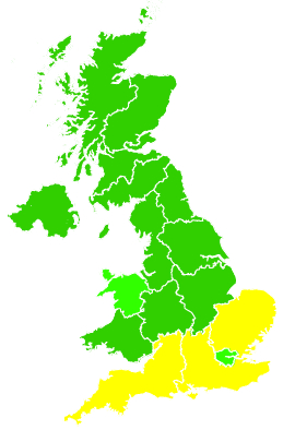 Click on a region for air pollution levels for 20/05/1994