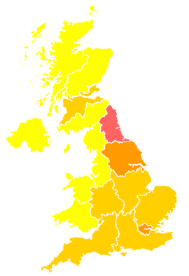 Click on a region for air pollution levels for 20/05/1999