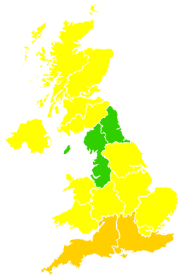 Click on a region for air pollution levels for 20/05/2008
