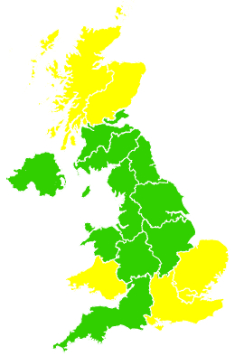 Click on a region for air pollution levels for 20/05/2009