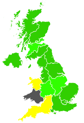 Click on a region for air pollution levels for 20/06/1988