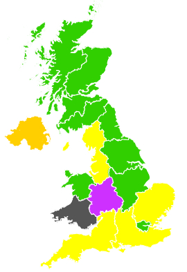 Click on a region for air pollution levels for 20/06/1991