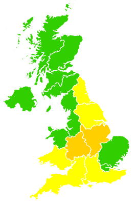 Click on a region for air pollution levels for 20/06/1992