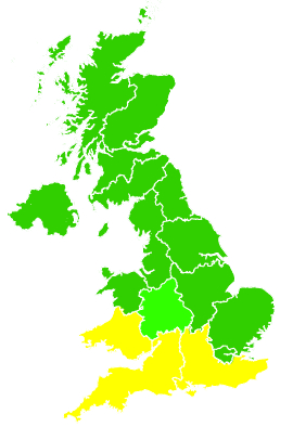 Click on a region for air pollution levels for 20/06/1996