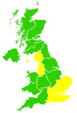 Click on a region for air pollution levels for 20/06/2002