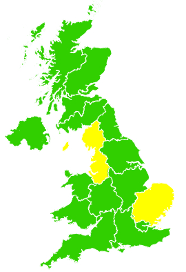 Click on a region for air pollution levels for 20/06/2007