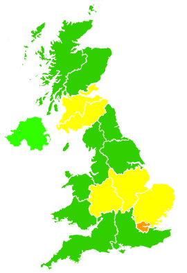 Click on a region for air pollution levels for 20/06/2013