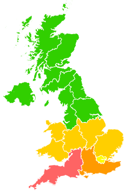 Click on a region for air pollution levels for 20/06/2017