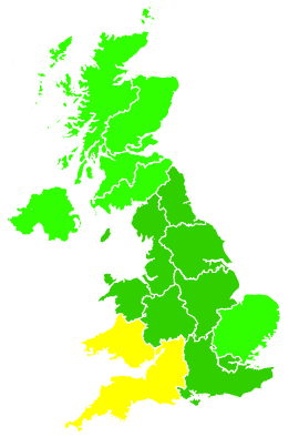 Click on a region for air pollution levels for 20/06/2025