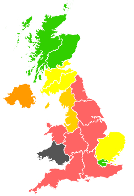 Click on a region for air pollution levels for 20/07/1989