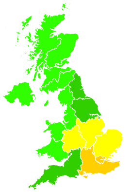 Click on a region for air pollution levels for 20/07/1995
