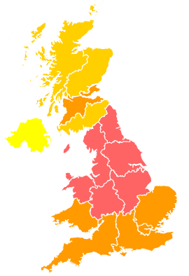 Click on a region for air pollution levels for 20/07/1996