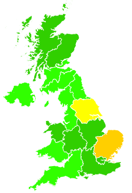 Click on a region for air pollution levels for 20/07/1998