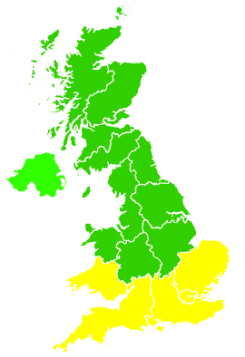 Click on a region for air pollution levels for 20/07/2000