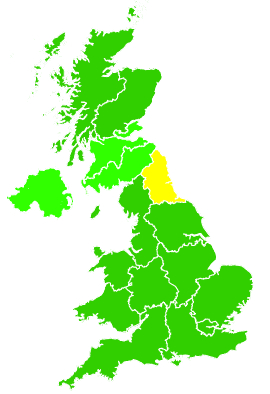 Click on a region for air pollution levels for 20/07/2005